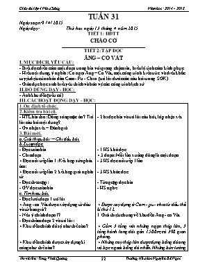 Giáo án điện tử Lớp 4 - Tuần 31 - Năm học 2014-2015 - Tòng Vinh Quang